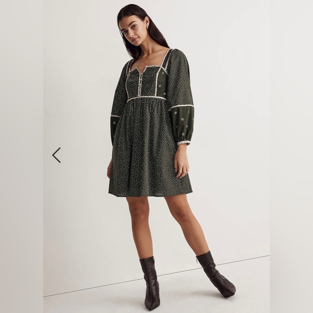 NWT Madewell Floral Mix Square-Neck Mini Dress (size 6)